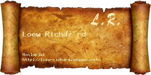 Loew Richárd névjegykártya